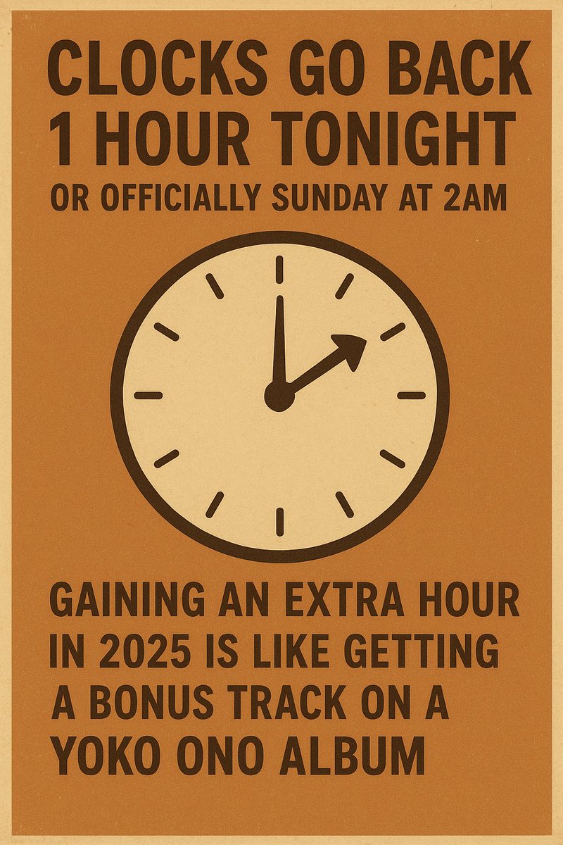 Q104 Update: Clocks fall back 1 hour tonight!#timechange