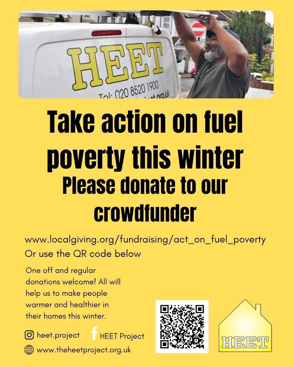 ❄️ Take action on fuel poverty in north-east London this winter! ❄️

Our friends at HEET are aiming to raise £7,500 before mid-January to help local people stay warm and safe this winter. 💛Please donate and help get more people out of fuel poverty:

👉 localgiving.org/fundraising/ac…