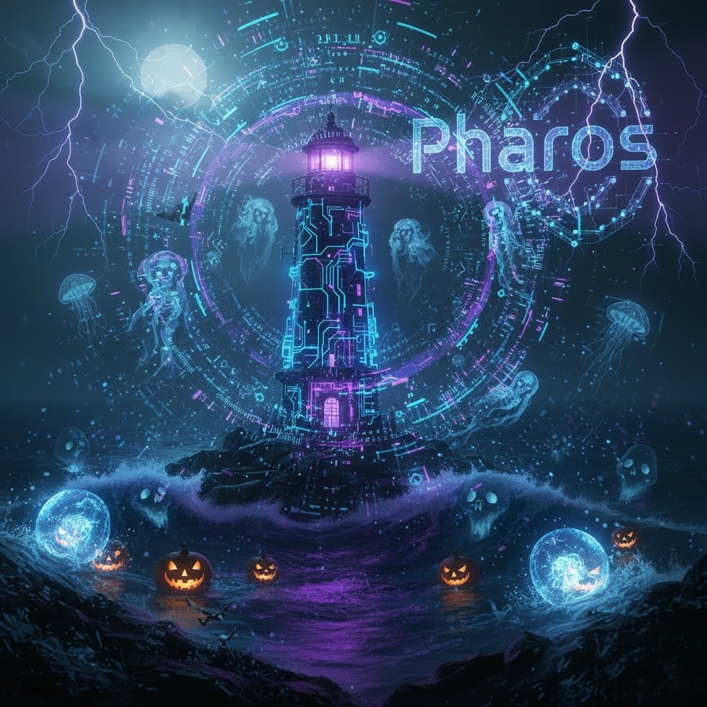 misterai0088's tweet image. When blockchain light meets haunted waves… 🌊💀
The Pharos beacon awakens this Halloween, guiding ghosts through the digital sea.

I spent hours to create this image for @pharos_network Halloween 🎃 contest .

#Pharos #Halloween #DesignContest #Web3Art