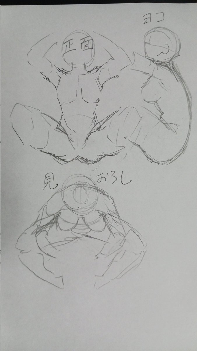 三面図起こしてから描くと解りやすいね✨(脳内3D) 