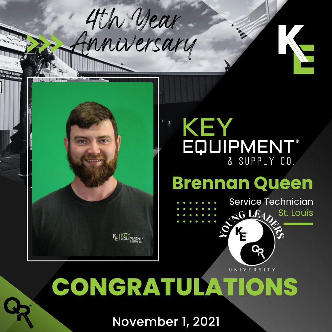 KeyEquip's tweet image. Congrats to Brennan Queen, Service Technician at our St. Louis facility, on 4 years with Key Equipment &amp;amp; Supply Co.! Recently inducted into our Young Leaders University program—great work, Brennan!
#KeyEquipment #QualityRents #TeamKey #EmployeeAnniversary #YoungLeadersUniversity