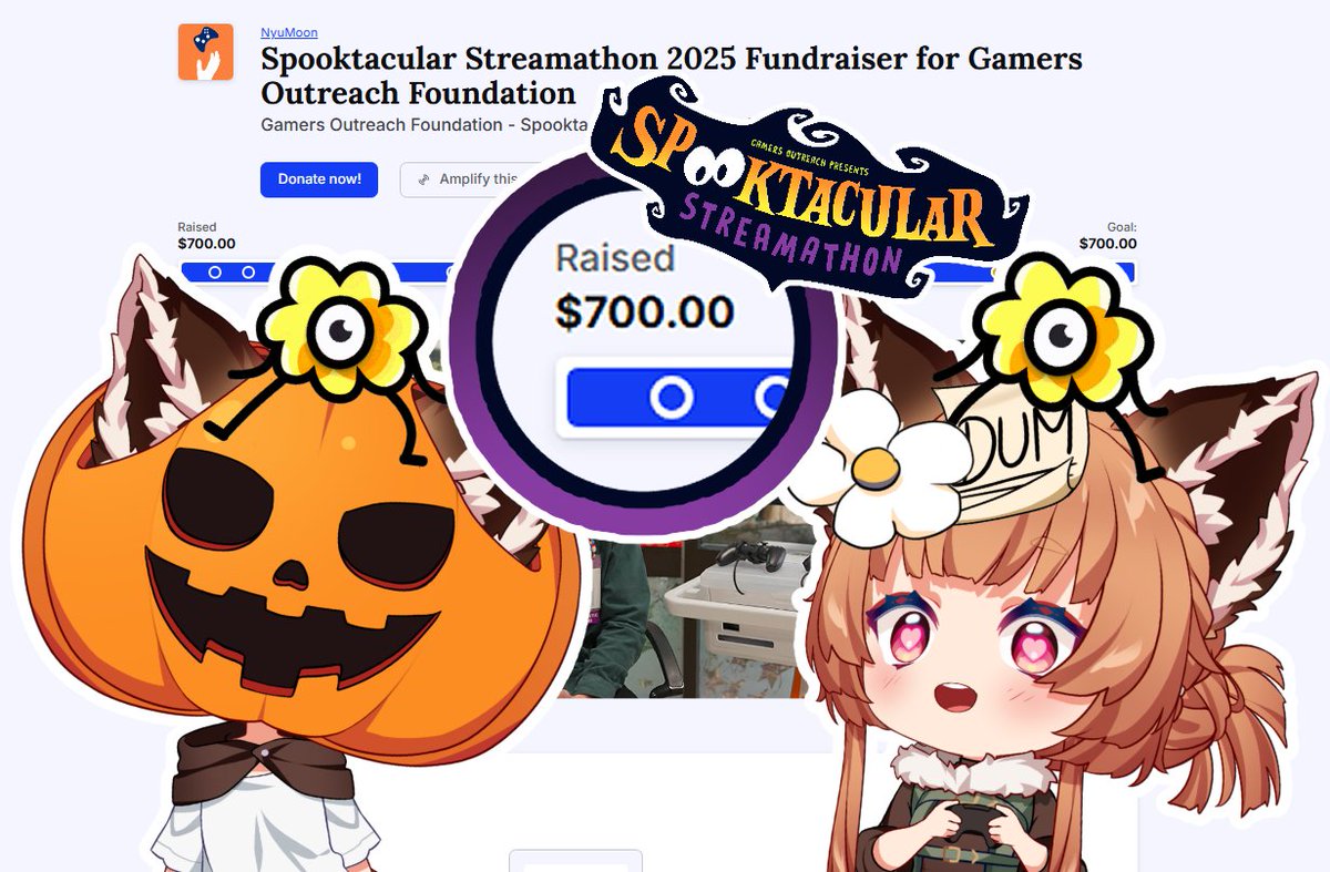 Thank you for this amazing charity week my cub/ps (/community)! ✨😭
Together we raised $700 for <a href="/GamersOutreach/">Gamers Outreach</a>! ❤️‍🩹
Swallowing all those disgusting beans was definitely worth it KEKW!
Thanks so much for the support! 🥹💖
#ss2025 #nyuween