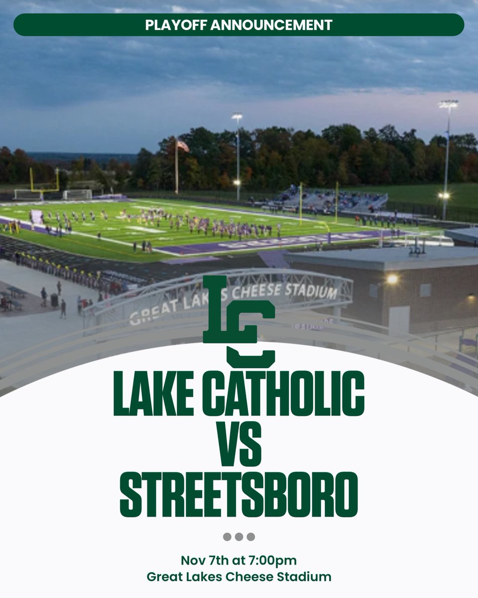 Streetsboro will take on Lake Catholic next Friday at Berkshire High School! Go Rockets!!