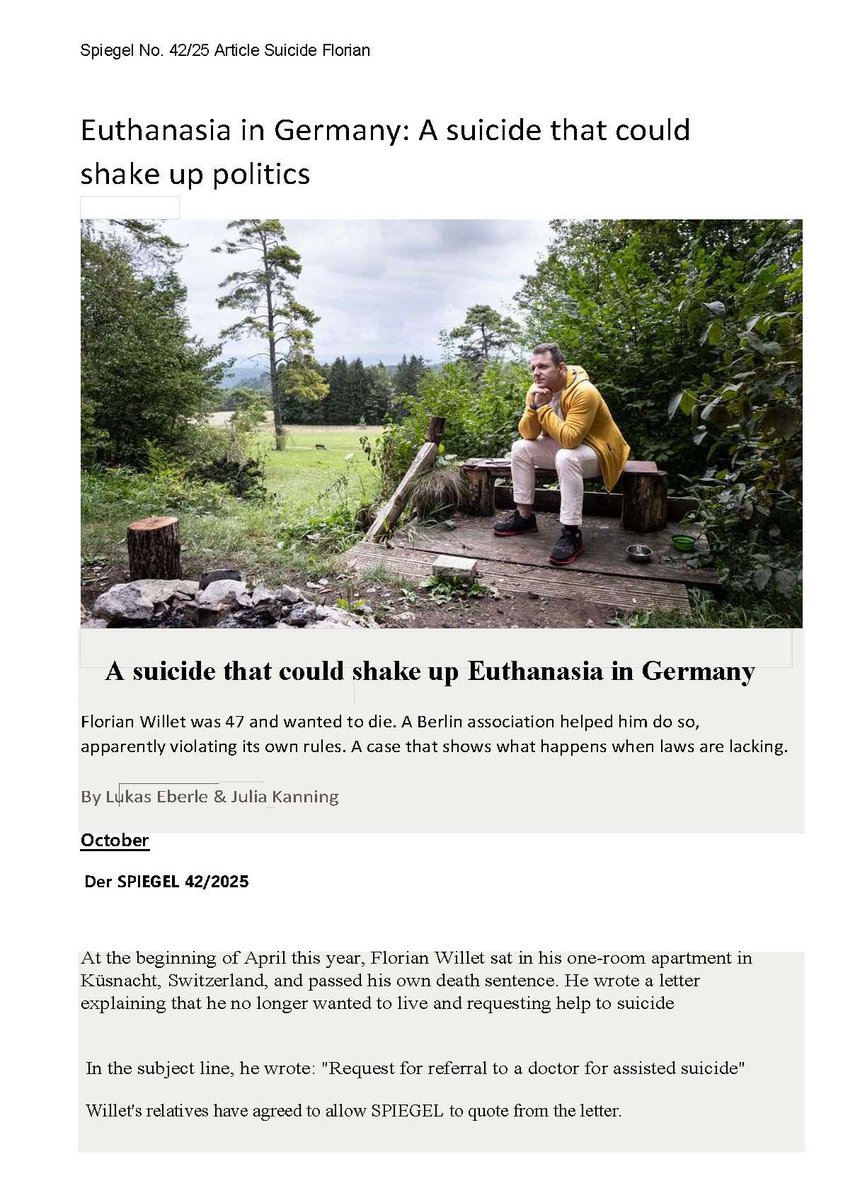 philipnitschke's tweet image. Florian Willet’s death…. “a suicide that could shake up euthanasia in Germany” Der Spiegel, . exitinternational.net/tiid/SpiegelFl…