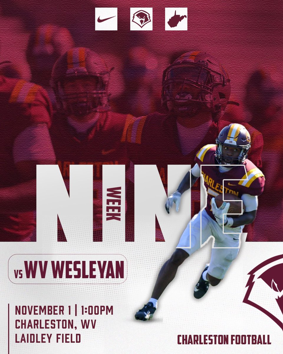 🏈 Back at home for another conference matchup! 💪

🆚 West Virginia Wesleyan 
⌚️ 1:00PM
📍 Laidley Field
📊 ucgoldeneagles.com/sidearmstats/f…
📺 mountaineast.tv/charleston/

#WingsUp