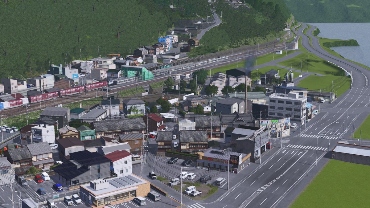 mizuki_city's tweet photo. #CitiesSkylines #瑞城市 昨日の配信では「追分宿」エリアのさらなる拡大作業を実施しました。立体交差部の擁壁の造成と公園の整備、新築住宅、空き家など、バラエティがさらに加速してきています。駅前の土地は新築住宅が建つ予定です。 ◆アーカイブ：https://t.co/yHWErI9663 https://t.co/Es1mfZg4N4