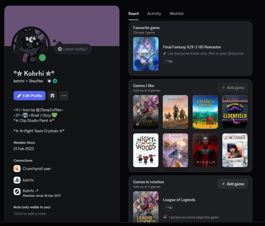 "Dating profile" but I don't have nitro and I'm taken :>