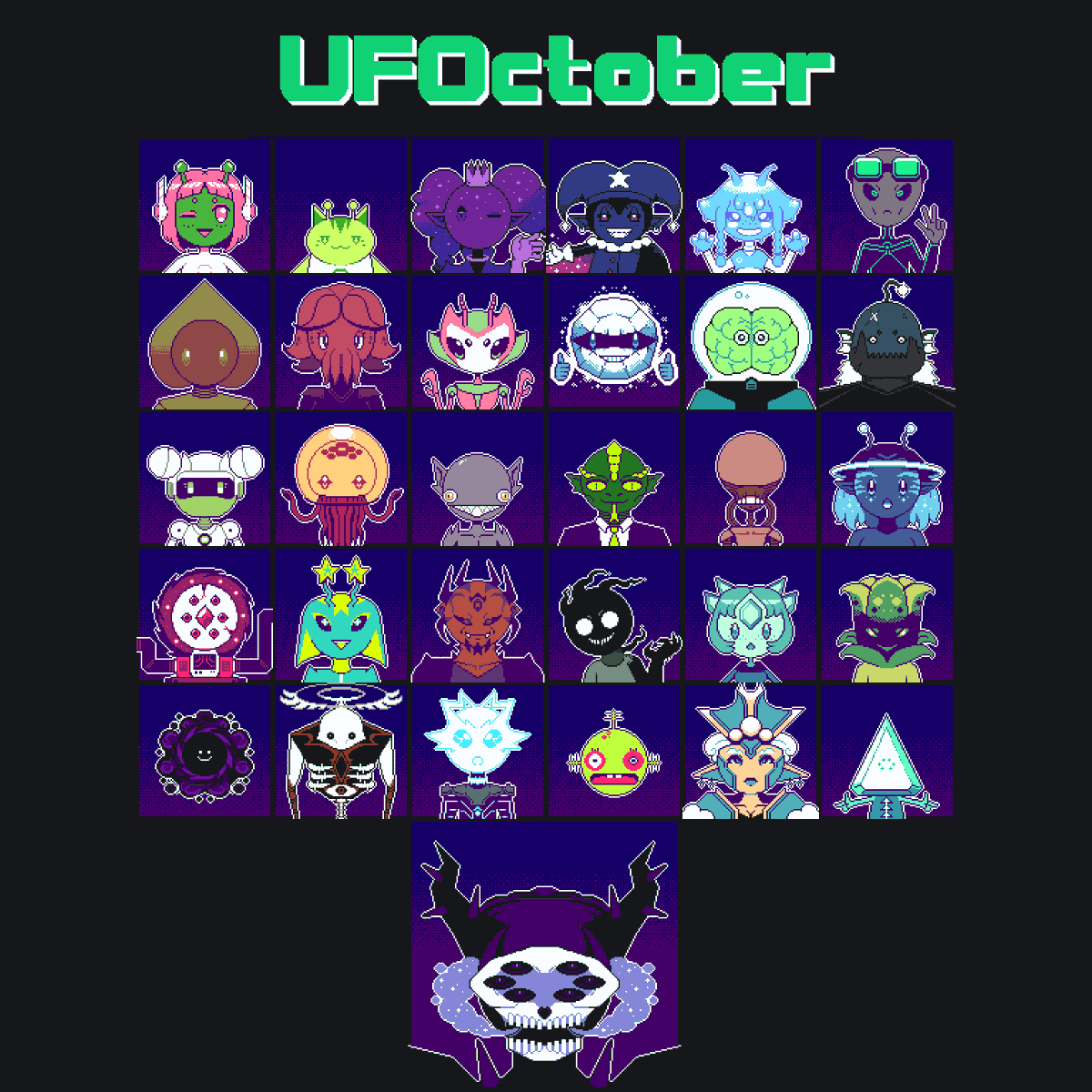 UFOctober finale!
One of my favorite monthly art things I've done :)
Which one was your favorite?

#ドット絵 #pixelart #UFOctober2025