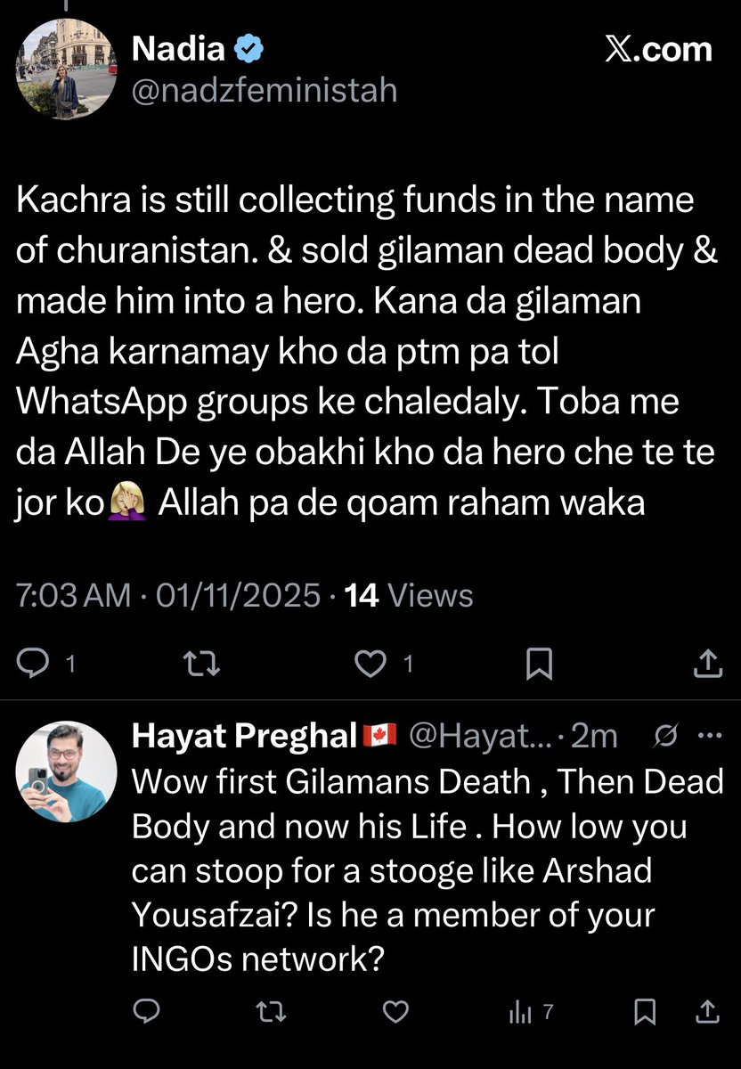 HayatPreghal's tweet image. She is pretending to be a champion of child rights or human rights , but look at her profiling of Our martyred friend @GilamanPashten and Dear Friend @ManzoorPashteen , How mercilessly she is portraying a world’s famous rights movement just for the sake of a Govt Job?