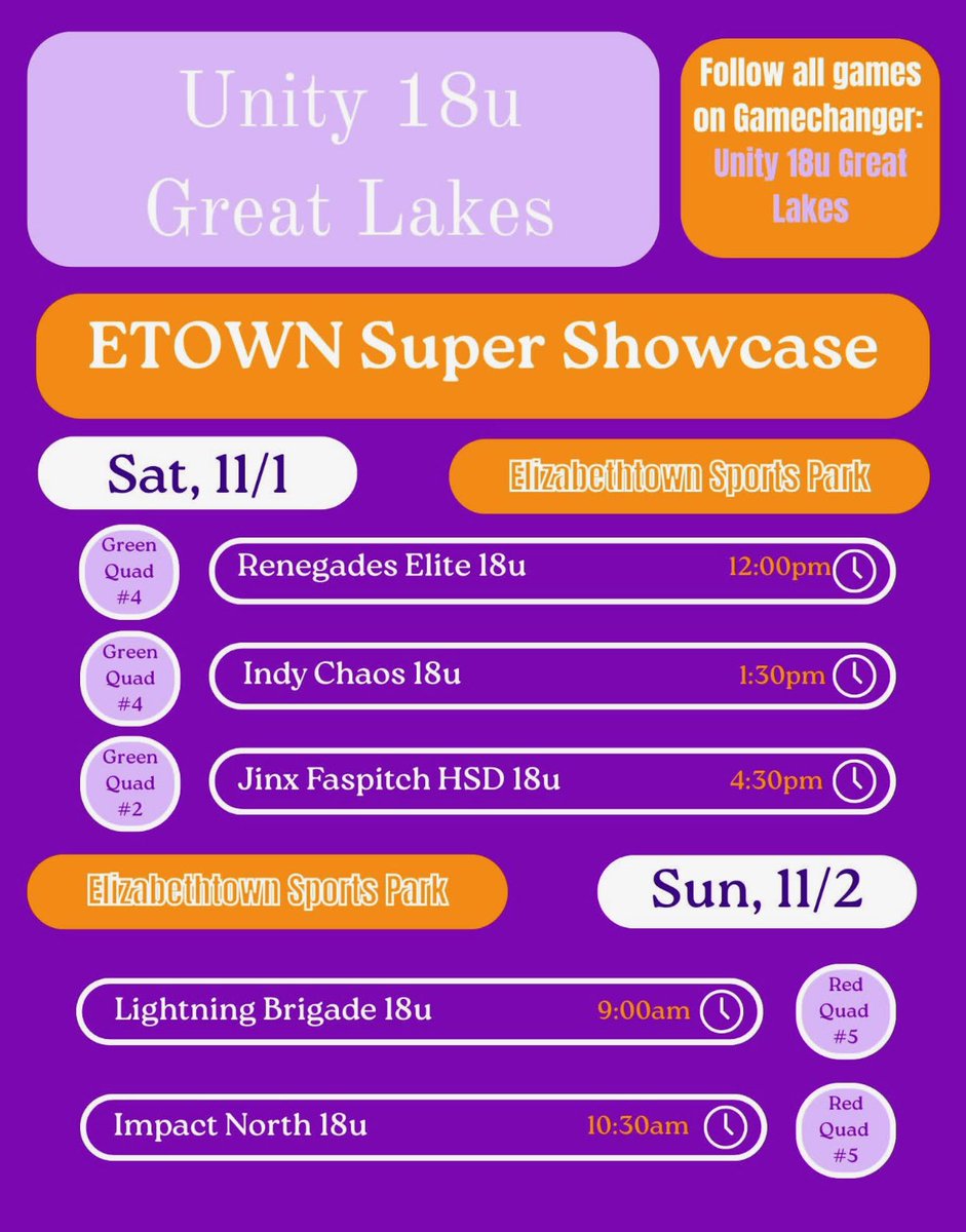 Headed to Kentucky! Great opportunity to play for <a href="/Unity_GL/">Unity 18u (Great Lakes)</a> and get some reps before heading to Tennessee with <a href="/TNMojoCarter/">TNMojoCarter</a> the week after.

<a href="/D1Softball/">D1Softball</a> <a href="/ExtraInningSB/">EXTRA INNING SOFTBALL</a>