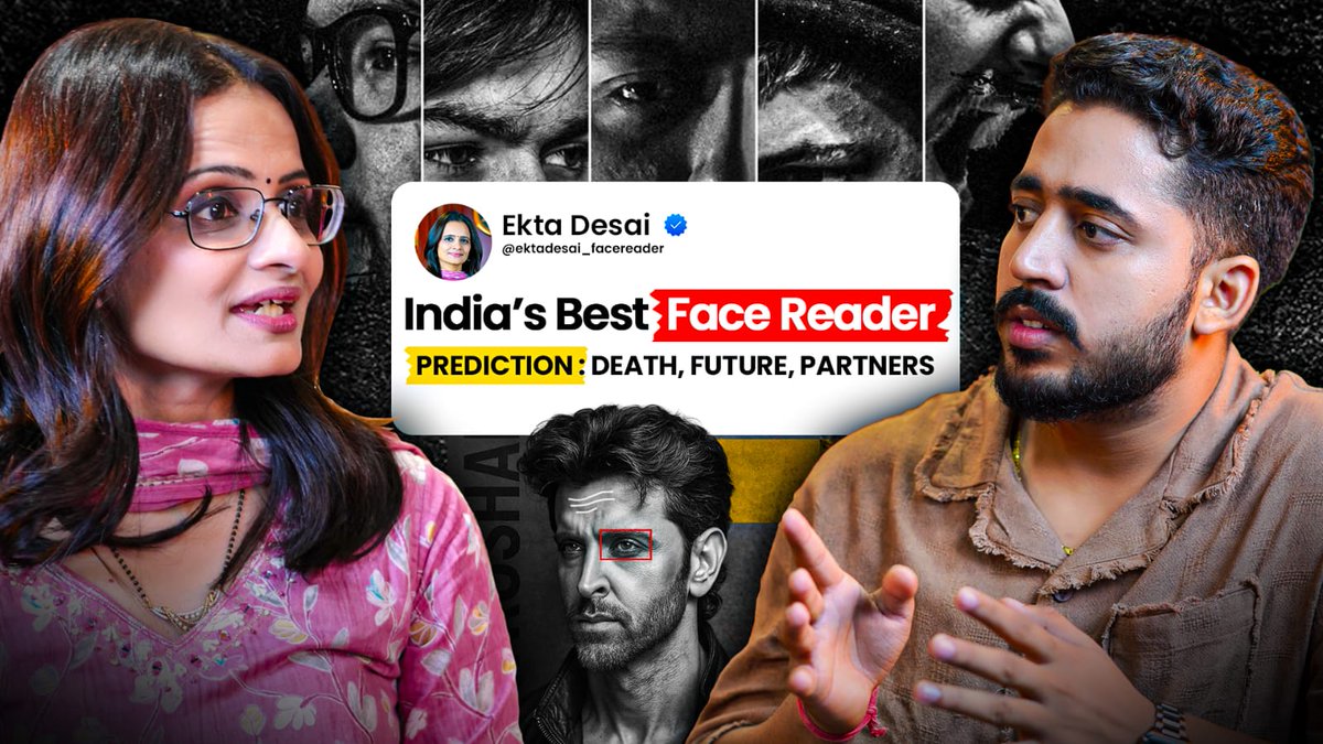 ytmpodcast's tweet photo. India’s Top Face Reader Ekta Desai joins #YTMahendraPodcast 🎙️
She decodes Destiny, Loyalty & Future through Face Reading 🔮
From Modi to SRK to Zakir Khan — she reads them all! 👁️
🎧 Full Episode → https://t.co/bELS9DXxDa
#EktaDesai #FaceReading #Astrology #SamudrikShastra #PodcastIndia