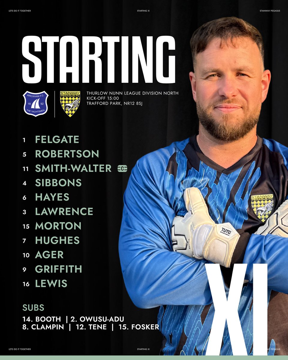 📋Your Pegasus Starting XI to face Wroxham Reserves!

A strong lineup backed by an equally strong bench. 

#UTSP 🟢🦅