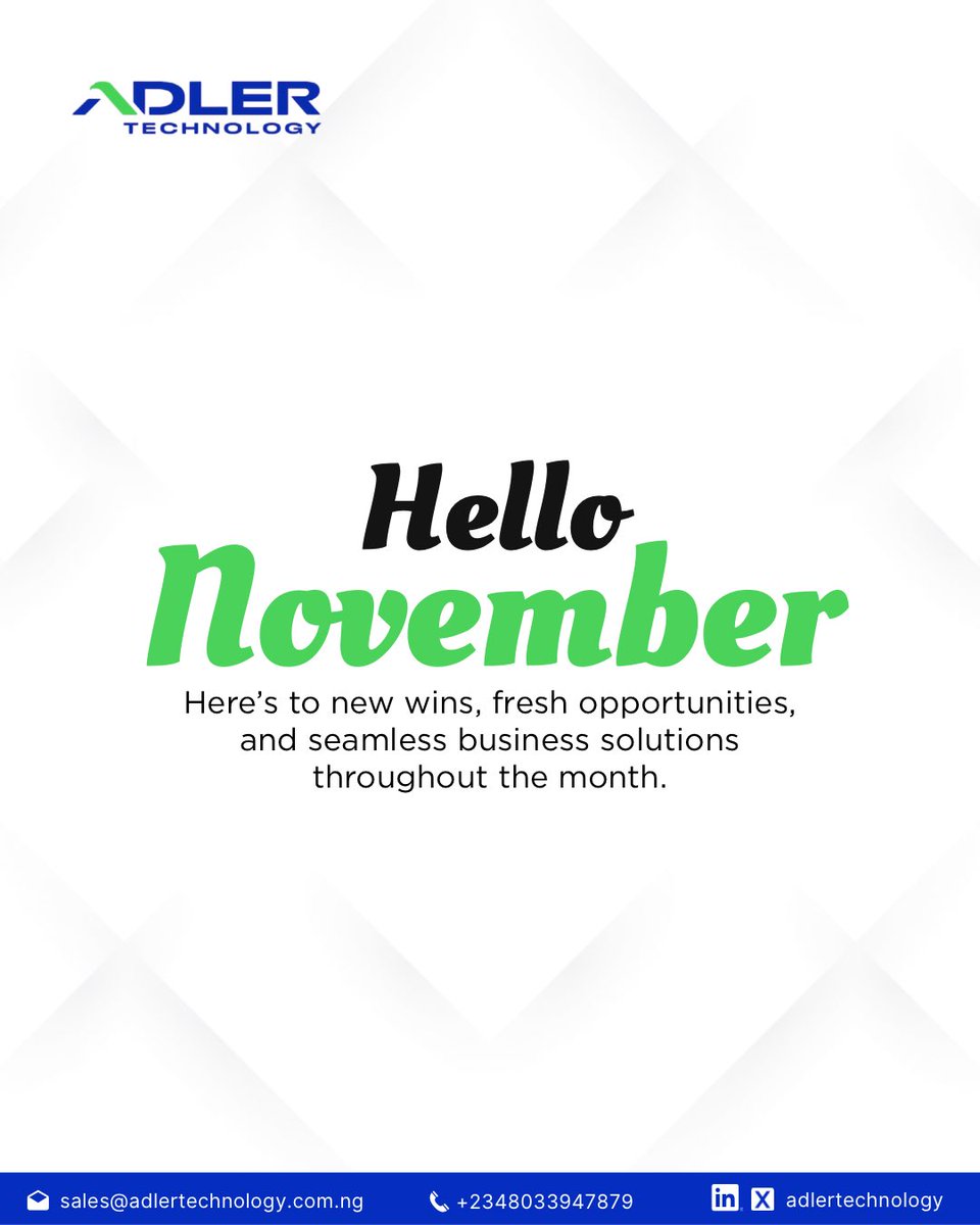 adlertechnology's tweet image. Happy New Month! 🌟
Thank you for trusting Enterprise Solutions to support your business needs.

This month, we move forward with innovation, excellence, and results that matter.

#AdlerTechnology #EnterpriseSolutions #November