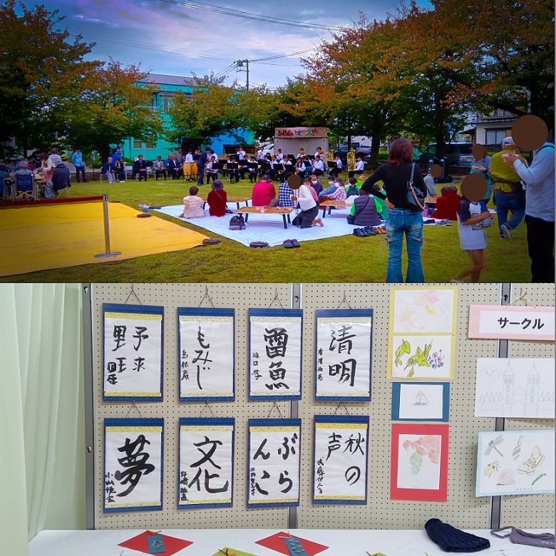 simadayuki's tweet image. 今日は文化祭。書道の生徒さんたちが楽しみにしていた発表の日です。上の写真は地元吹奏楽部の演奏風景。名探偵●ナンのテーマで会場を沸かせていました！