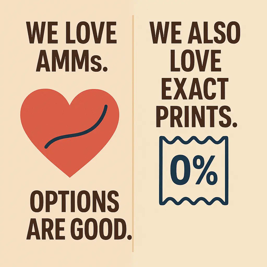 We love AMMs. We just also love exact prints. Options are good.