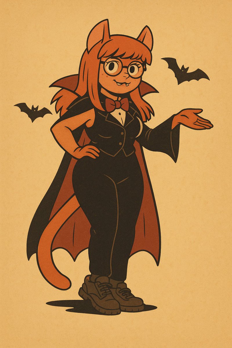 SemonYev68771's tweet image. Patty, Harriet, Marina and Alice in vampire costumes. The characters belong to @F0XnR0LL . Happy Halloween 🎃!
#foxpopvli #HappyHalloween #furryarts #furrygirl #fanart