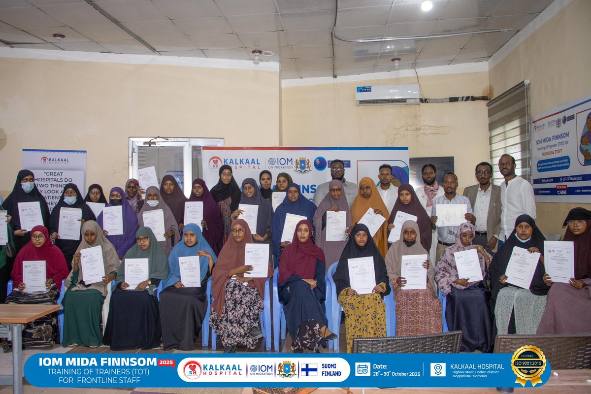 AbdimajidSiad's tweet photo. Honored to have facilitated the 3-day #TOT “Strengthening #Maternal, #Mental &amp; Public Health Services Across Public–Private Facilities” in #Mogadishu. Grateful to #FMOH, #MIDA FINNSOM III, #PPP partners, and special thanks to #Kalkaal Hospital for hosting this impactful training! https://t.co/kbxE3zeAXA