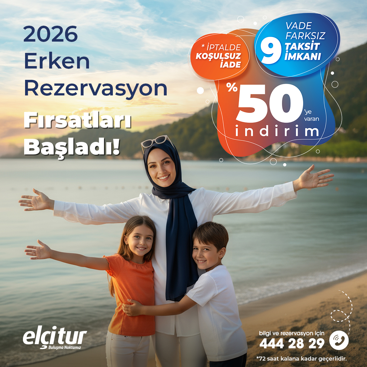 Huzurlu bir 2026 tatili bugünden planlanır 🌿

💰 %50’ye varan indirim
🔄 Koşulsuz iptal güvencesi
💳 Vade farksız 9 taksit
Ailenizle güvenli, konforlu ve keyifli bir tatil için → elcitur.com.tr/otel