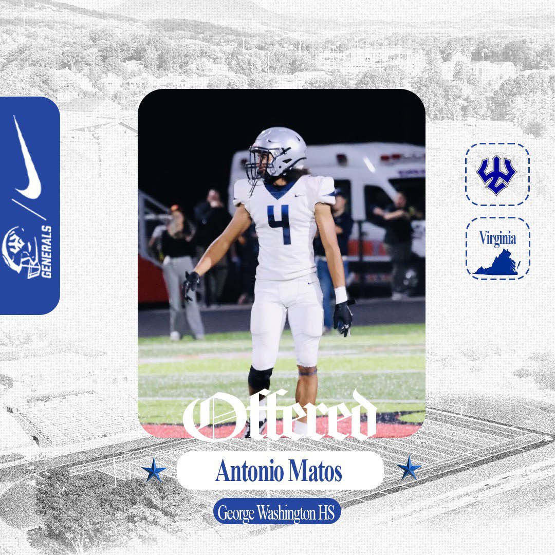 Antonio1Matos's tweet image. I am blessed to say I have received my 2nd offer for football from @Generals_Fball! #AGTG @coach_vj