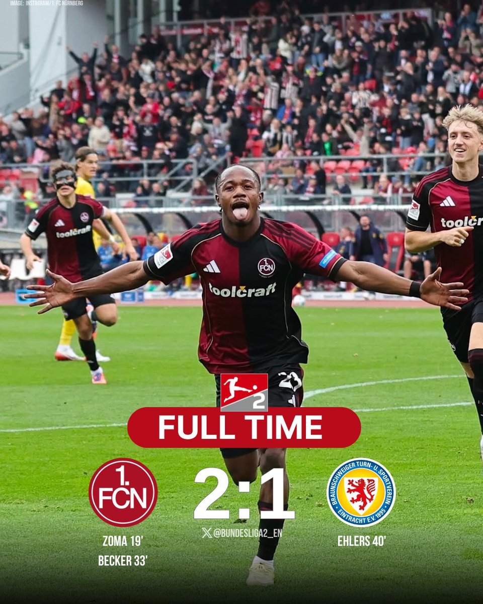 🔴 MATCHDAY 11

🚨 Nürnberg defeated Braunschweig. Klose's team has not lost four games in a row.

#Bundesliga2 #FCNEBS