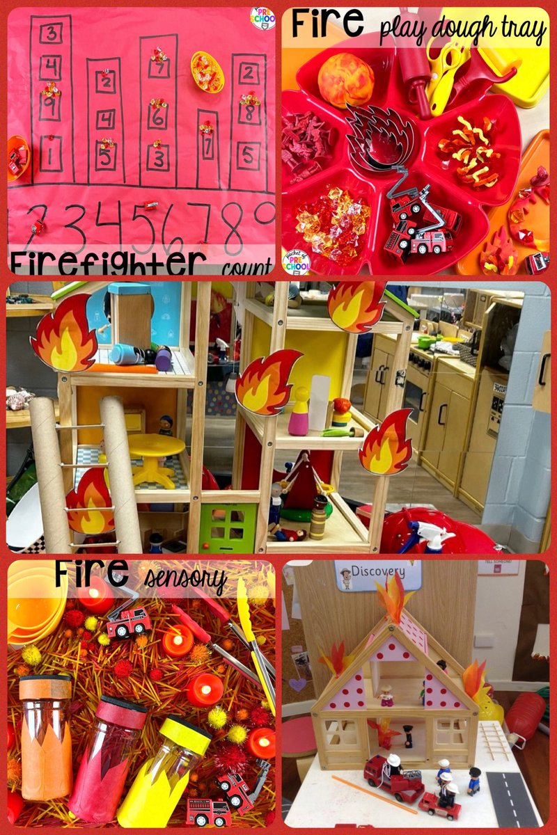 I added some fun fire safety items to our list to make learning hands-on and exciting! 🔥 The mini flames will light up our block center and light table, encouraging pretend play, problem-solving, and teamwork. The firefighter figures let the kids act out real-world roles and