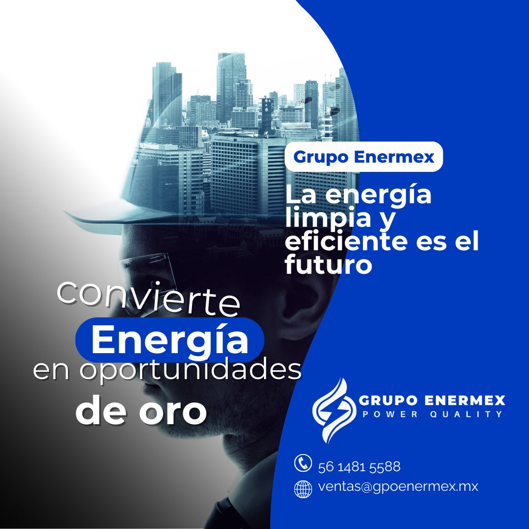 ¡Haz que la energía trabaje para ti! Escríbenos para una consultoría personalizada.

Correo: ventas@gpoenermex.mx

Teléfono: 56 1481 5588

#EnergiaLimpia #OportunidadesDeNegocio #EficienciaElectrica #GrupoEnermex #FuturoSostenible #CrecimientoEmpresarial