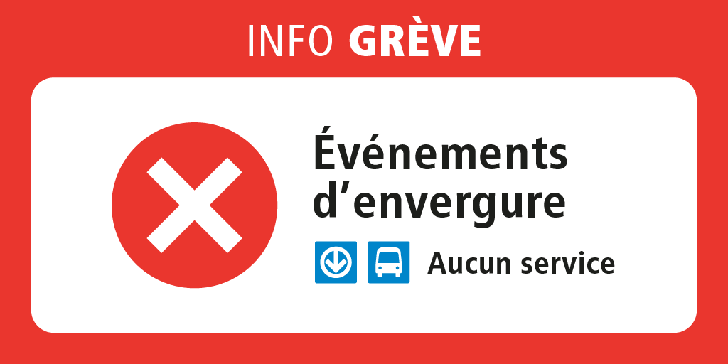stminfo's tweet photo. [Info grève] ⚠️‼️ Vous allez au match des @MTLAlouettes cet après-midi au stade Memorial Percival-Molson? Nous vous rappelons qu'en raison de la grève :

  ❌ 1er novembre : aucun service bus et métro

⏩ https://t.co/CQUx7u6IT5 https://t.co/ERphMu9Bso