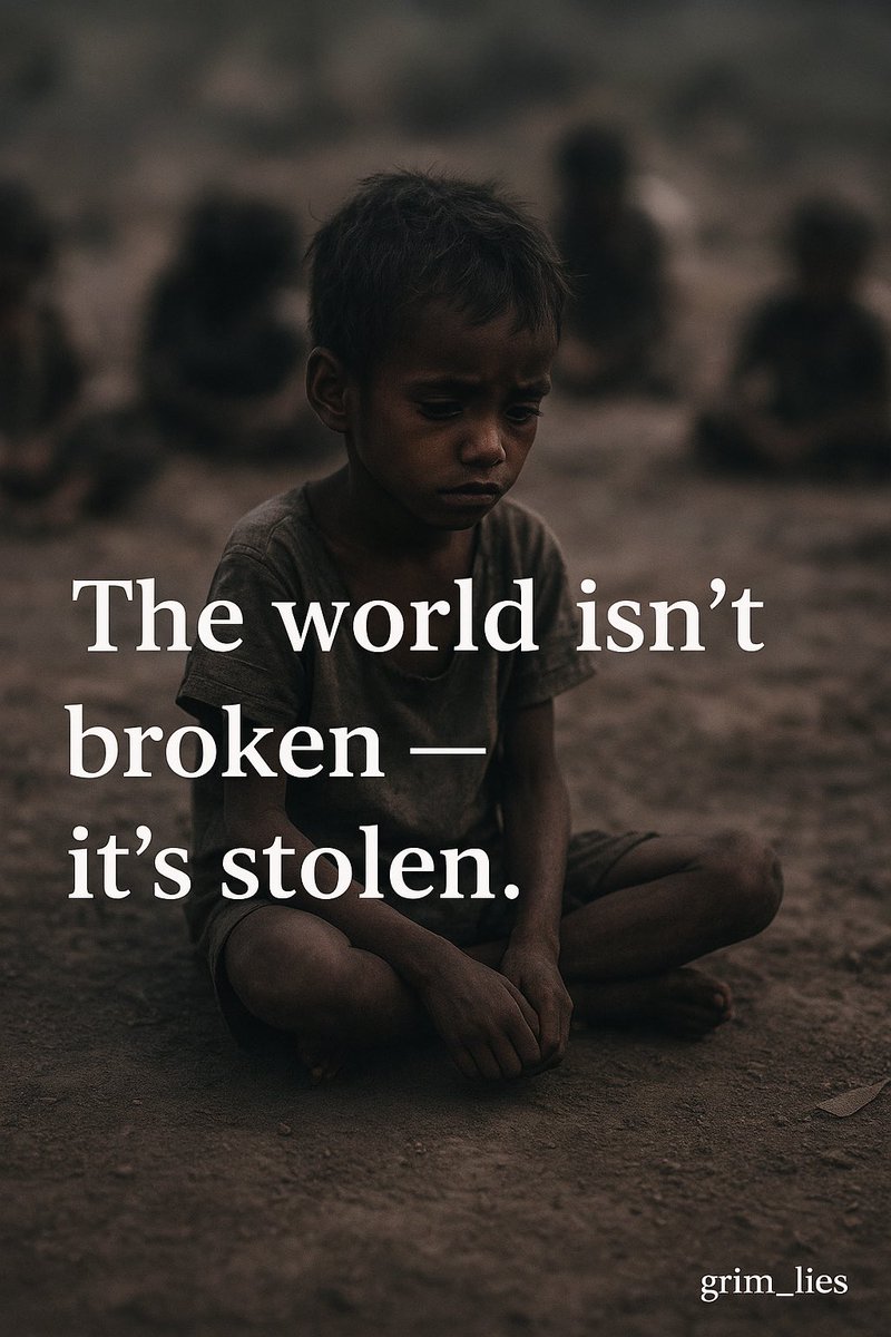 grim_lies's tweet image. Children starve while billionaires feed algorithms.
The world isn’t broken — it’s stolen.
We could end hunger in a week if greed wasn’t law.

#FeedTheWorld #SystemBroken @UN @WorldBank