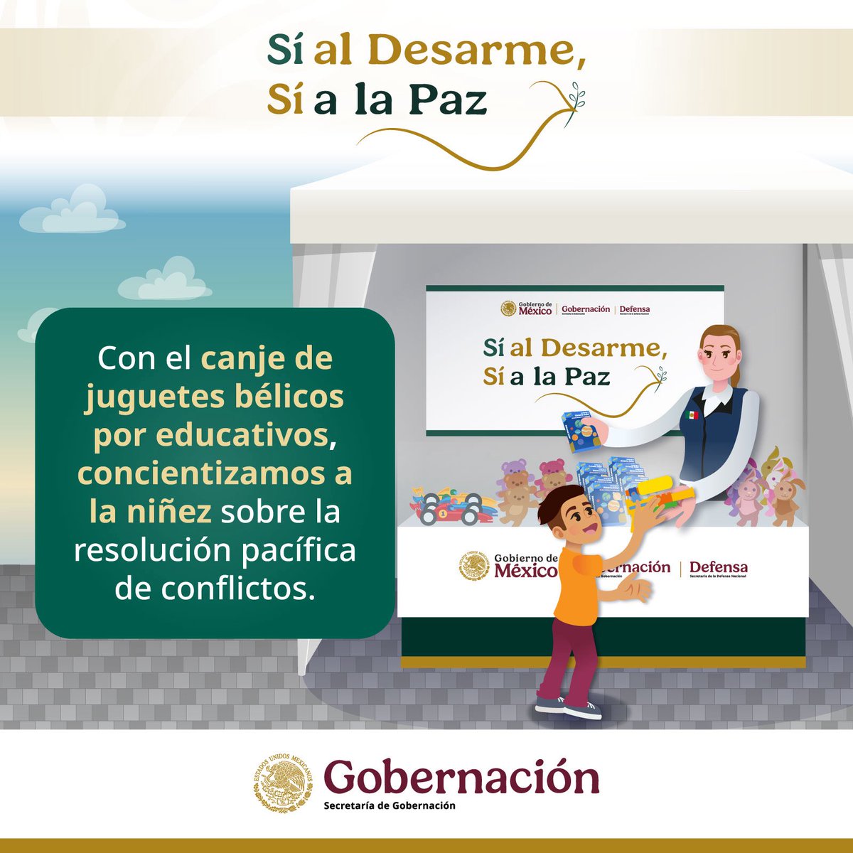 #Hoy es el último día del módulo de #SíAlDesarmeSíALaPaz🕊️ en la iglesia San Pablo  Apóstol, en #Tlaxcala, les invitamos a participar  y a llevar a las niñas y niños a intercambiar sus juguetes bélicos por didácticos.