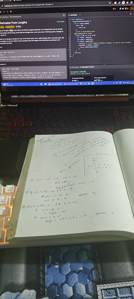 Solved another DSA problem on the Masterji app! 💪
Learned to not give up, calm the tangled thoughts &amp; think deeply before hints.
Felt amazing when my thought process matched the hints — gained confidence, rebuilt logic, dry ran, then coded!
thanks to <a href="/Hiteshdotcom/">Hitesh Choudhary</a> for this gem