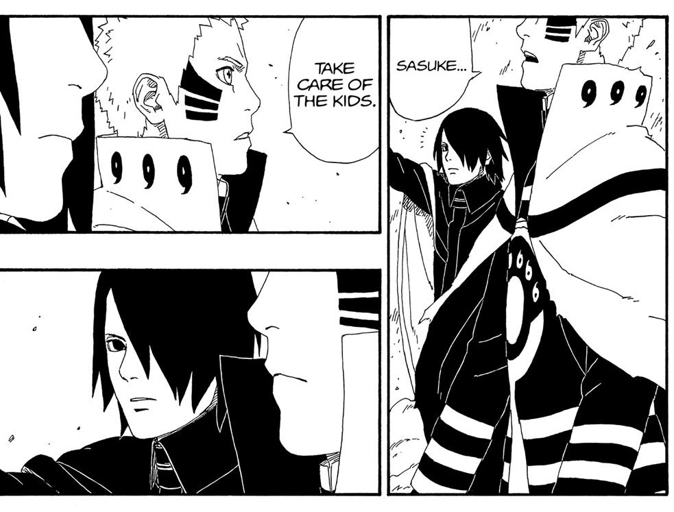 he said it like sasuke was the one who gave birth to both sarada and boruto