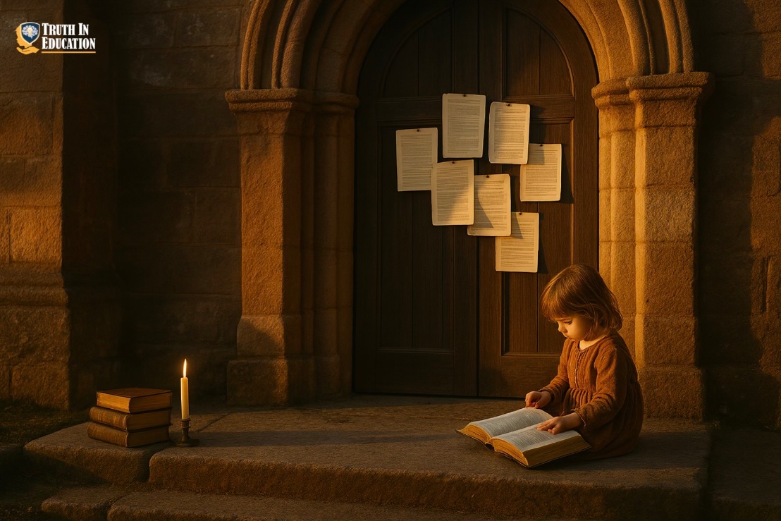 While the world decorates for darkness, we remember a day when light broke through deception. On October 31, 1517, Martin Luther nailed his 95 Theses to a church door and began not only a theological reformation but an educational one. Today, as classrooms drift once again from