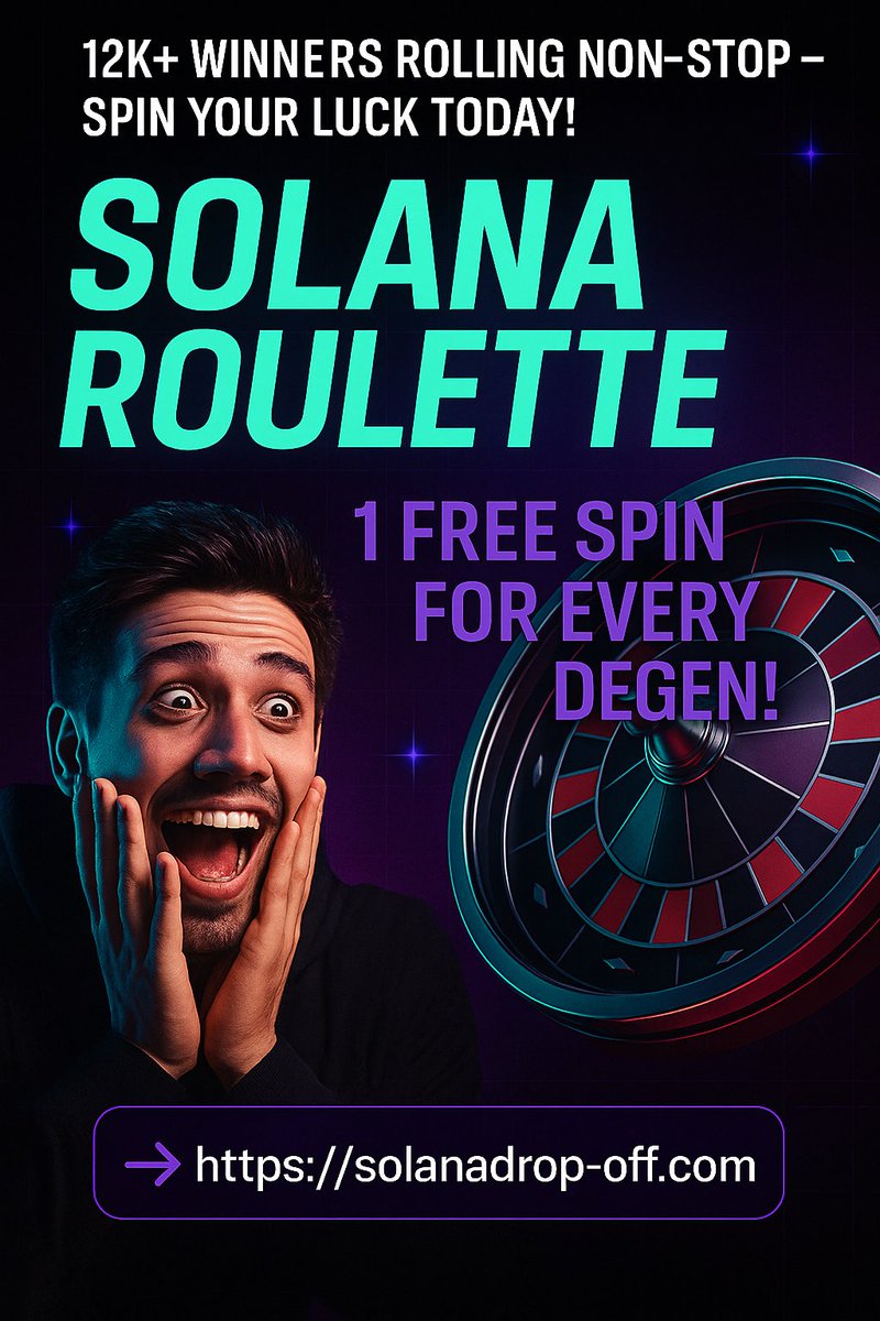 VisionnaireWeb3's tweet image. 🎰 The wheel is spinning — and it’s your turn to win!
12K+ degens already scored big in Solana Roulette 💸
🔥 Claim your FREE spin &amp;amp; test your Web3 luck now:
👉 solanadrop-off.com

#Solana #SOL #SolanaEcosystem #WIF #BONK #Airdrop #Web3