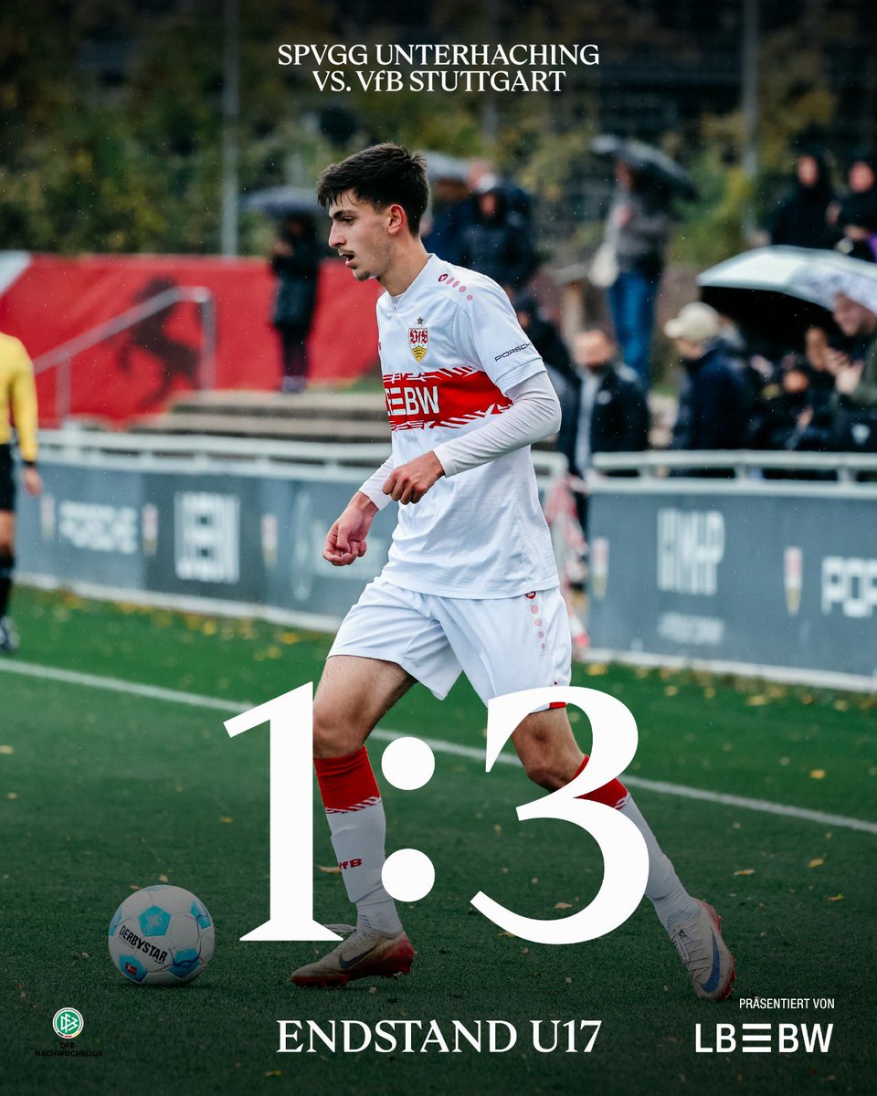 ✅ Auswärtssieg für unsere #VfBU17! Die Jungs gewinnen bei der SpVgg Unterhaching mit 3:1. Kirill Serdiuk traf doppelt, Brayann Kenmoe steuerte den dritten Treffer bei. 

#jungundwild #VfB
