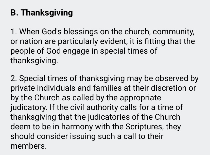fbraden8's tweet photo. #OPCBCO DPW CH.V.B.1
When God's blessings on the church, community, or nation are particularly evident, it is fitting that the people of God engage in special times of THANKSGIVING. https://t.co/CudC9W4lud