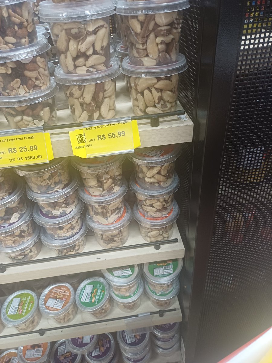 200 gramas de castanha do Pará. Preço 59,00 por apenas 200 gramas.