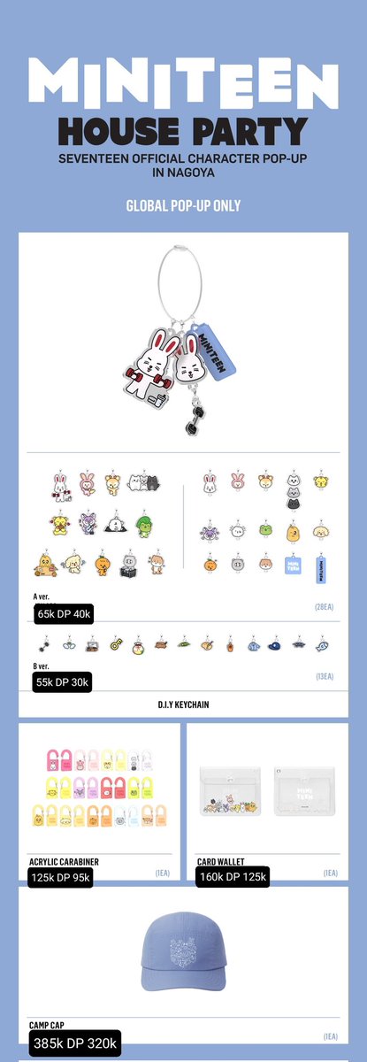 ⋆.𐙚 ̊  Handcarry Miniteen House Party Pop Up in Nagoya  ִֶָ☾.

💵 on pict bersih ina (exc. admin 🍊+pack) 
📌 close tba
📦 eta early december
📍Jogja

🏷hc jastip svt official character merchandise wts seventeen magnet plush diy keyring jp japan jepang