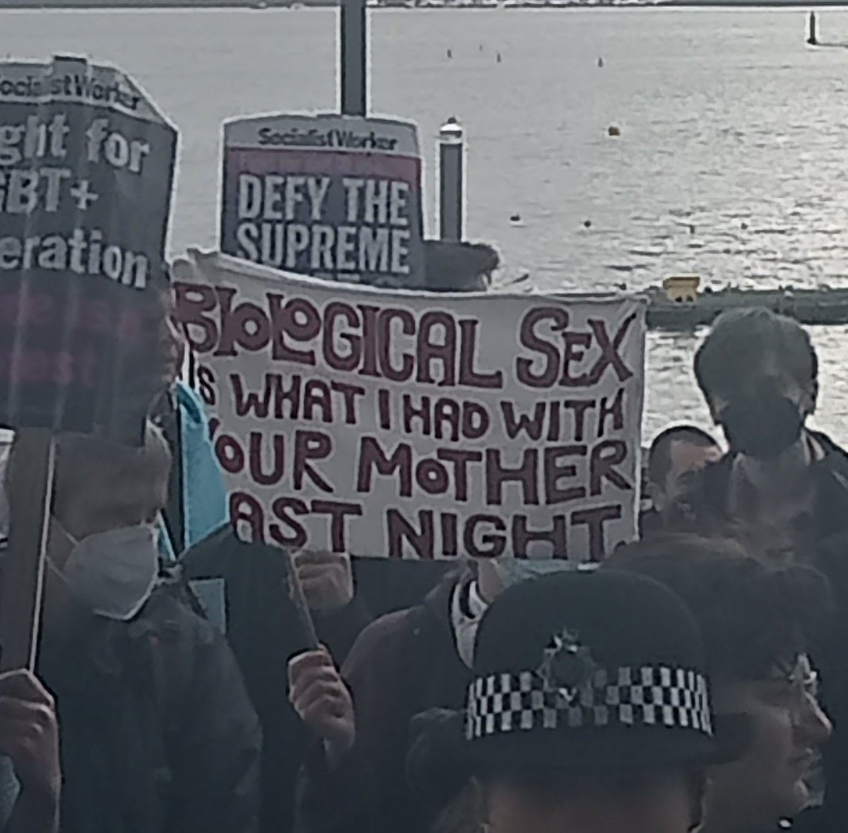 GappyTales's tweet photo. Same old rank misogyny from the porn soaked generation. The boy holding this sign looked about 16. 

#199DAYSLATER
#TheLawIsTheLaw https://t.co/htcpU6IIdf