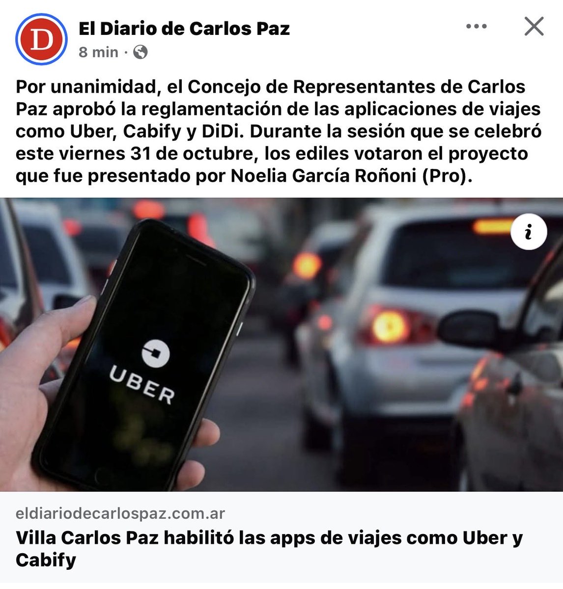 Uber legal en Villa Carlos Paz, por unanimidad, un despacho con modificaciones luego de un año que lo presentamos desde el PRO 💪🏼

<a href="/proargentina/">PRO</a> <a href="/Uber_ARG/">Uber Argentina</a>
