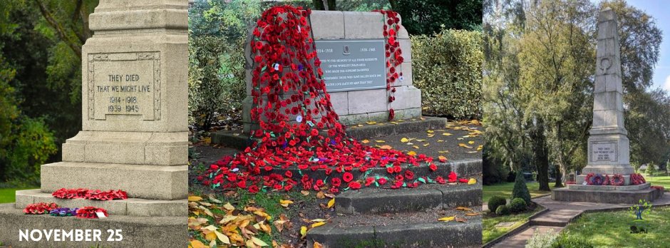 November is a beautiful season. A time of remembrance and reflection.☺️

The photos show the cenotaph by Walkden Road. The middle photo is the memorial plaque in the Garden of Remembrance 🙂

Thank you to Rafal for the photo on the left &amp; Diane for the other photos.🥰

#walkden
