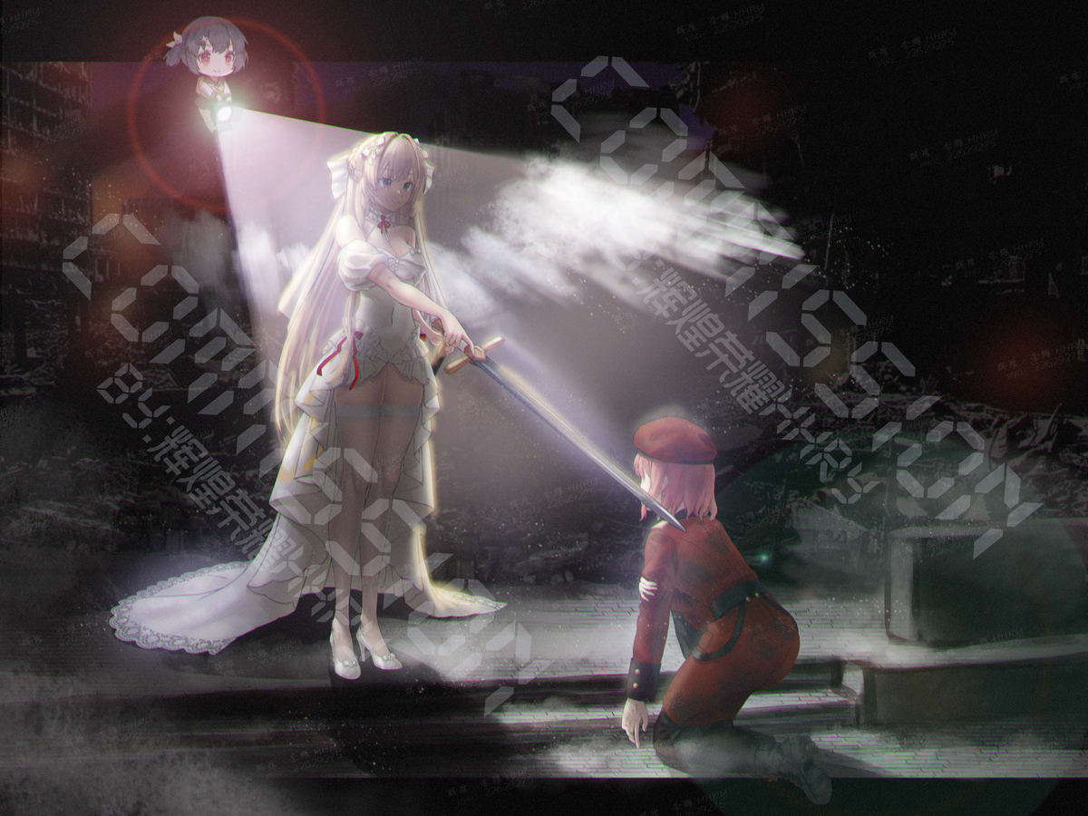 commission-- #GirlsFrontline G&amp;F Commander and G3 on the Ruins of Frankfurt #少女前线 #ドールズフロントライン #G3 #少女前線 (1/1)