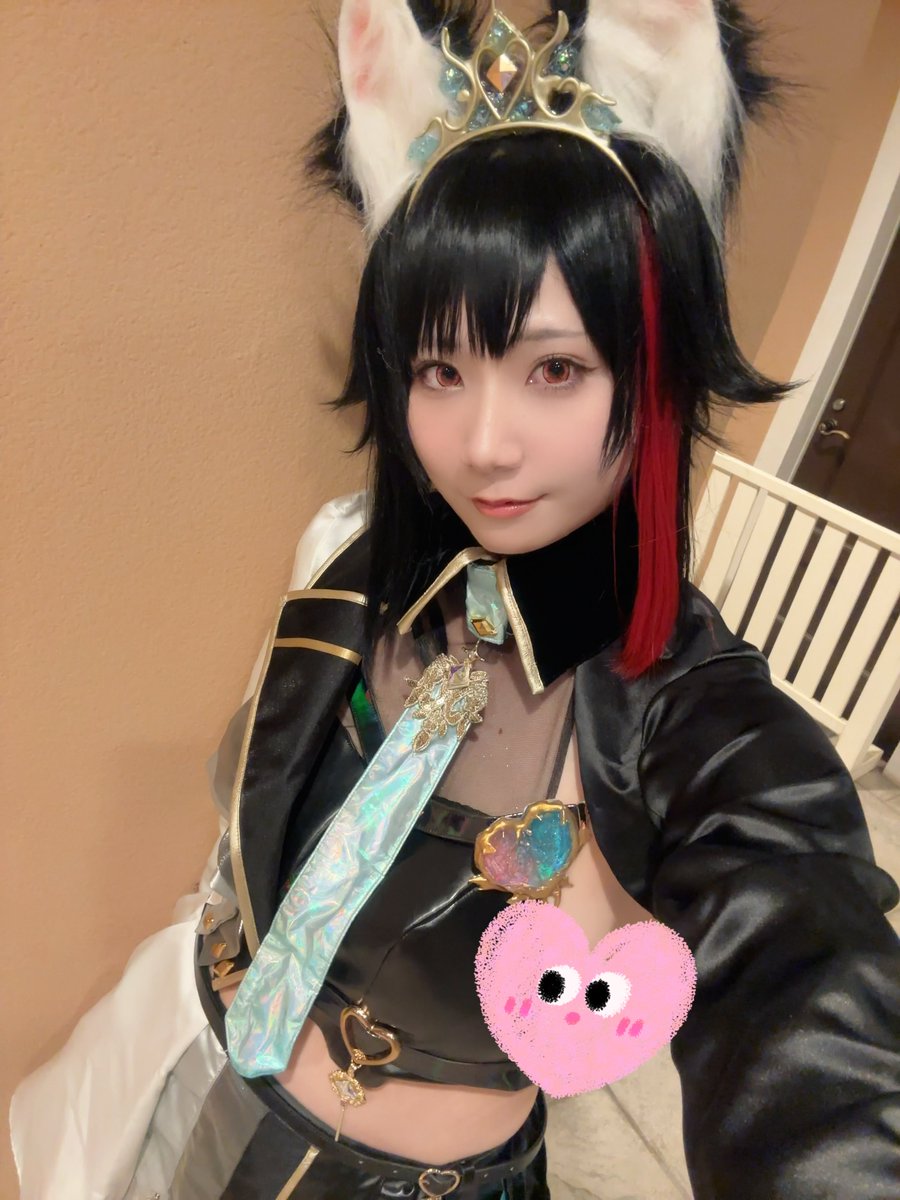 momo__cos's tweet image. ラグコス2着目！！！
1stソロライブ衣装のミオしゃ🐺❤️🖤🤍