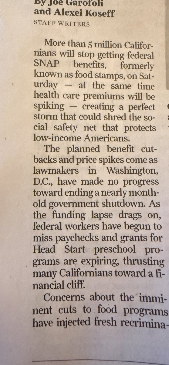 EndChildPovCA's tweet photo. .@sfchronicle reports on the #hunger crisis by the @USDA refusing to follow the law and issue #SNAP benefits 2 million #CA kids rely on to eat
Never in the history of #FoodStamps benefits not gone out
TY to @CAgovernor @AGRobBonta @SEIU & all suing to defend #SNAPmatters! https://t.co/d8FEPtAFLM