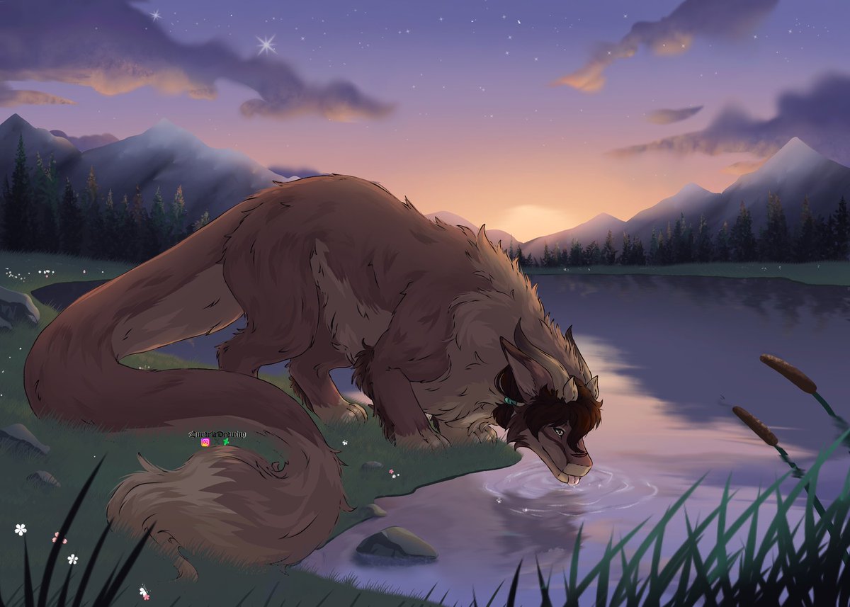 LuvariaDrawing's tweet photo. Hello! I'm back with a new illustration of my boreal dragon, Zeldrix ❤️‍🔥

My big baby has stopped by a beautiful lake to quench his thirst 

#oc #dragonboreal #art #ferral #dragon #art #digital #ibispaintx #sketch #digitalart #animal #ocluvaria #feral #feraldragon #dragonart https://t.co/dIUiEaN5hu