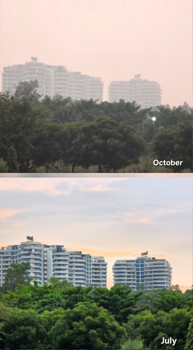 Same lens, same location, different world: clear reminder of what we’re breathing. #pollution #DelhiNCR #AirQuality