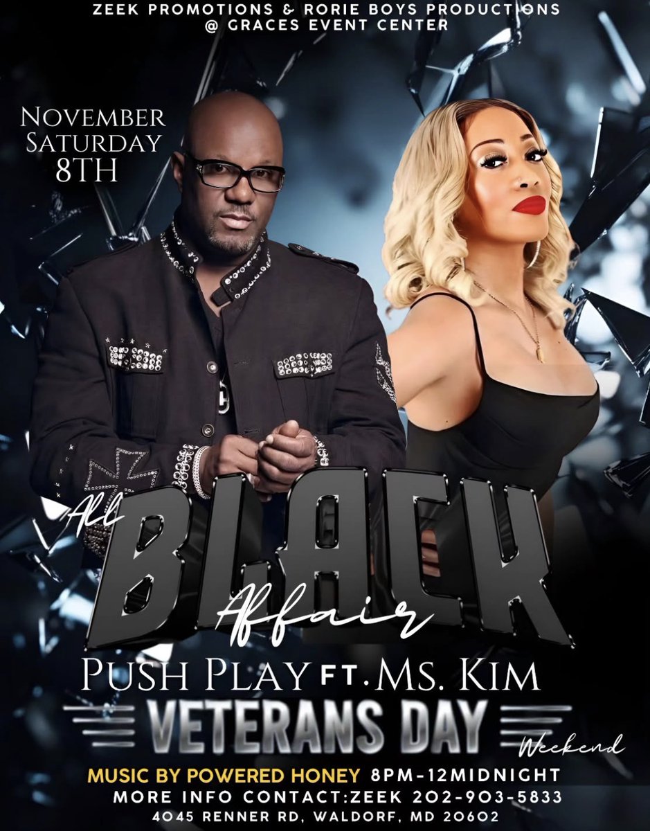 Waldorf is talking. You in?
Tables SOLD OUT—tickets available.
Push Play ft. Ms. Kim + DJ Honey
📅 Nov 8 | 8PM–12AM
📍 4045 Renner Rd, Waldorf, MD
🎟️ $35 | Info: 202-903-5833