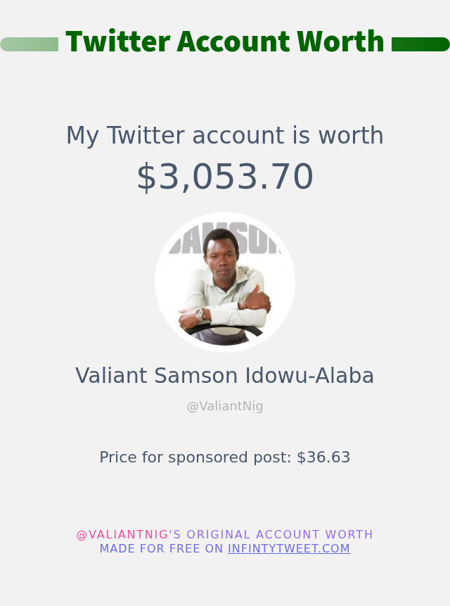 My Twitter worth is: $3,053.70

➡️ infintytweet.me/account-worth