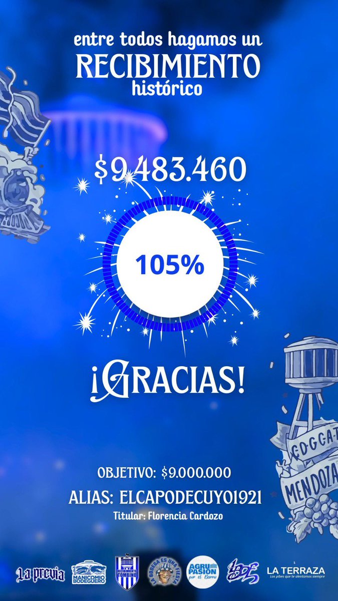 En el peor momento desde que estamos en primera division y la gente de Godoy Cruz:

✅ Agota Platea Norte
✅ Agota Popular Oeste
✅ Agota Platea Sur
⏳ Muy POCAS Popular este

Y encima juntamos mas de 9 palos para la fiesta. A Godoy Cruz lo hace grande su gente 💙🤍💙