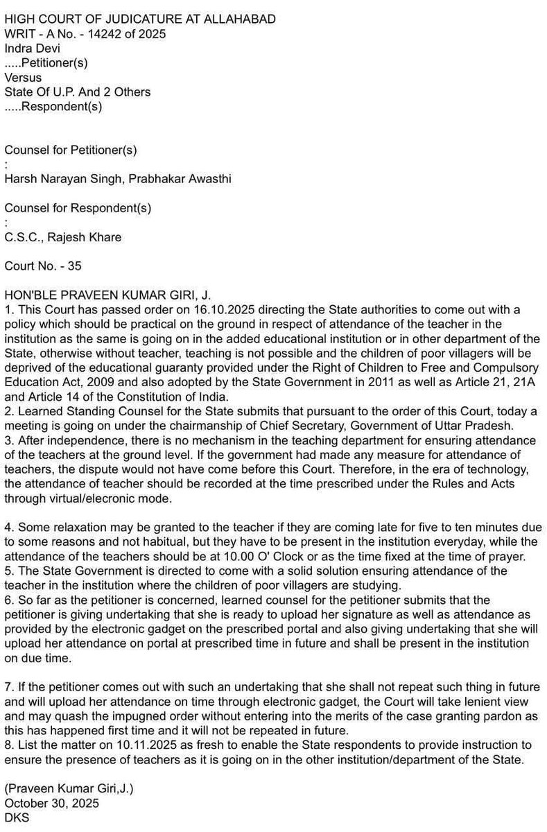 sirjistp's tweet image. सूचना - ऑनलाइन हाज़िरी पर आज मुख्य सचिव स्तर की मीटिंग थी, विस्तृत जानकारी हेतु आज का ऑर्डर जरूर पढ़ें, अगली सुनवाई 10.11.2025 को होगी ,आजादी के बाद विद्यालय का समय परिवर्तित होकर 10 बजे भी किया जा सकता है 
तैयार रहें ऑनलाइन के लिए  |
#newpost #BasicEducation…