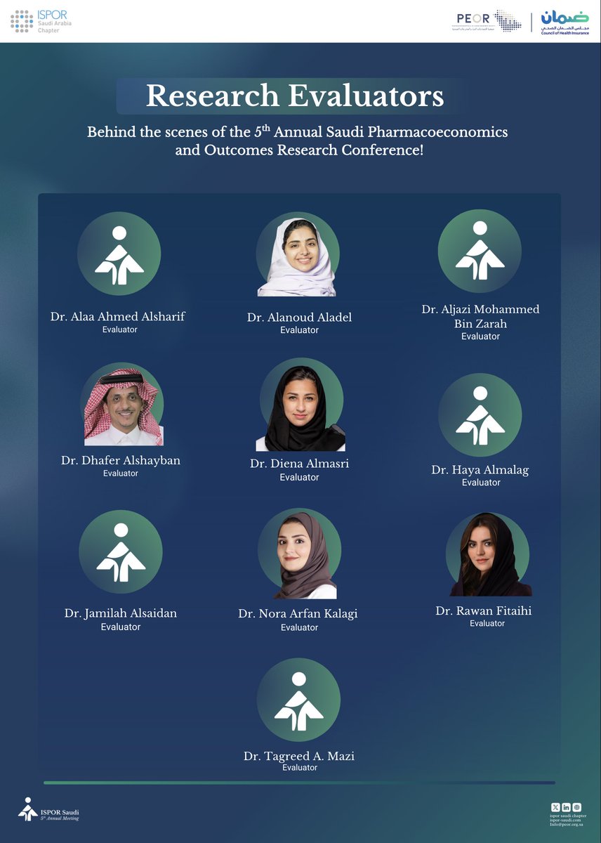 Continuing our recognition of the experts behind the scenes — our Research Evaluators play a pivotal role in reviewing, assessing, and guiding the research presented at ISPOR Saudi 2025.

Their expertise ensures that every submission upholds the highest scientific and ethical